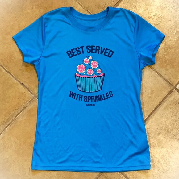 Reebok T-shirt, Girls 16 XL, Cupcake Volleyball Tee "Best Served with Sprinkles" - Picture 1 of 6